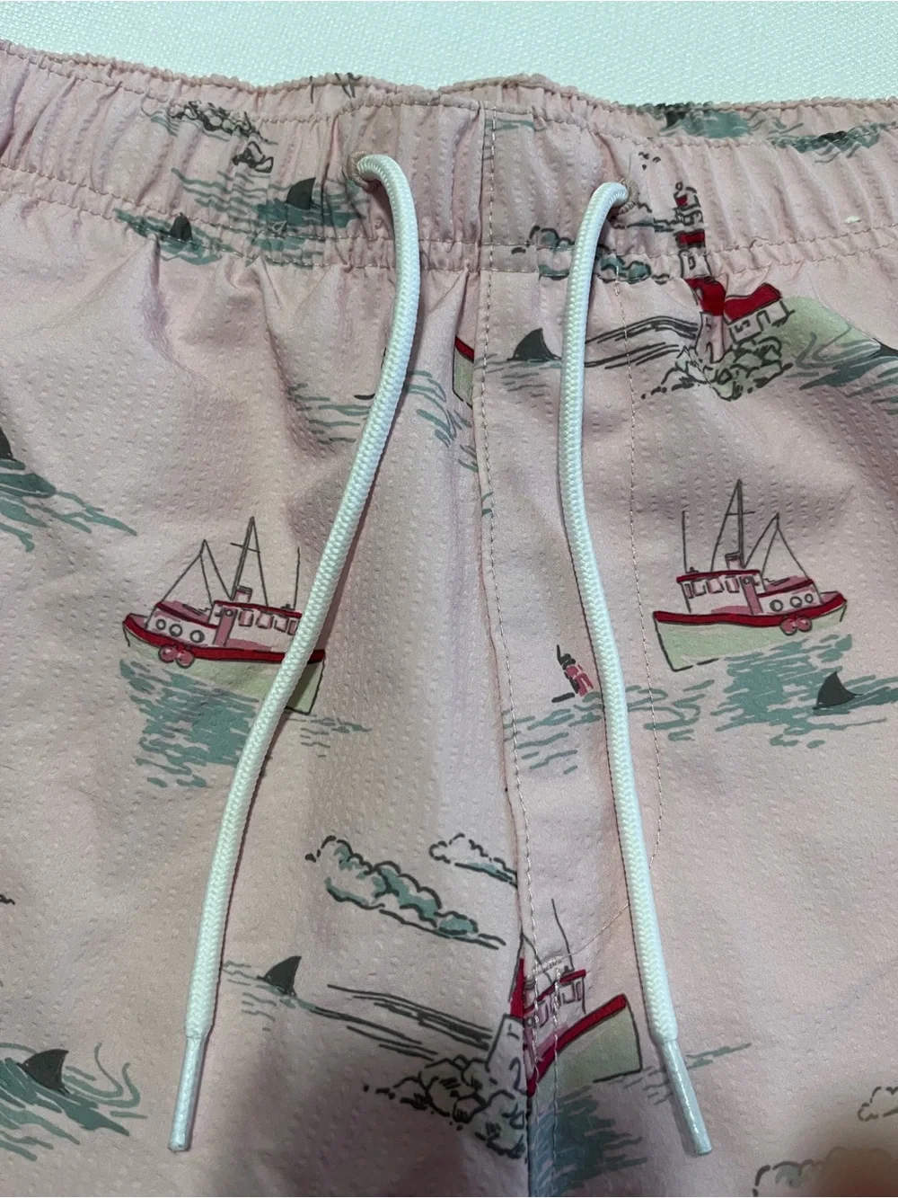 Hollister Pink Nautical Lighthouse Print Swim Trunks Size Medium